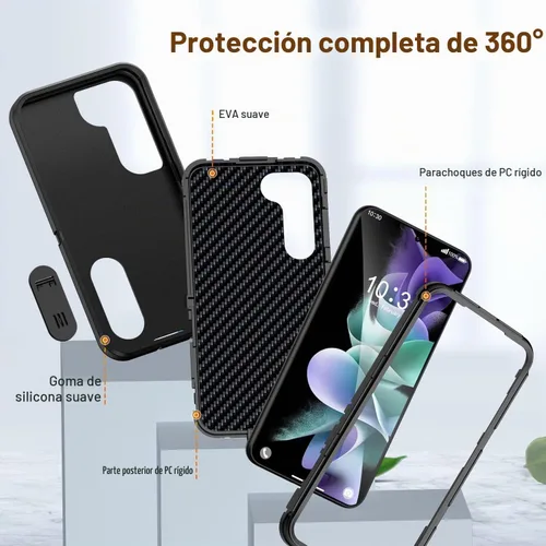 Vista 7 de IDweel - Funda para Galaxy S23 con soporte integrado para hombre, color Negro
