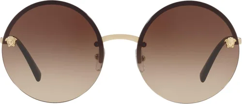 Vista 3 de Versace Gafas de sol para mujer, marco dorado pálido, lentes marrón claro degradado marrón oscuro, 2.323in
