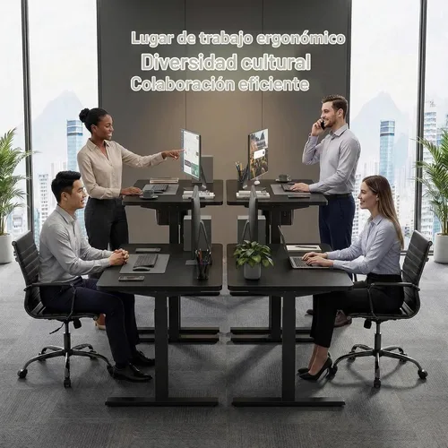 Vista 9 de Grandder Escritorio eléctrico grande de pie de 47 x 32 pulgadas, escritorio de computadora de altura ajustable con 2 ajustes preestablecidos de Negro