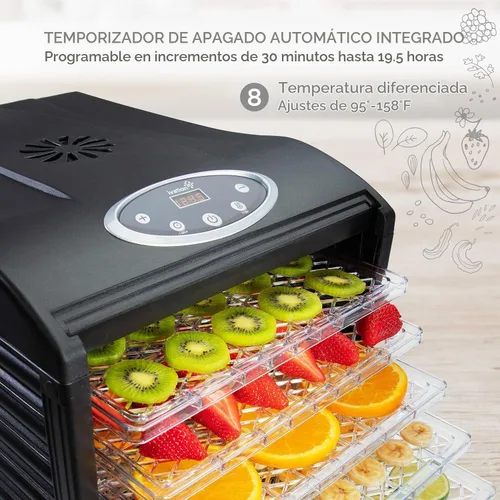 Vista 3 de Deshidratador eléctrico de alimentos de mesada, cecina de vaca, Negro