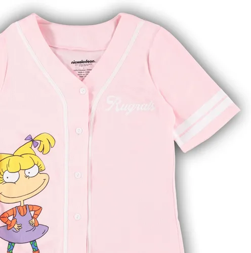Vista 5 de Nickelodeon Camiseta de moda para mujer de los 90 Rugrats, Angelica y Chuckie Mesh Baseball Jersey