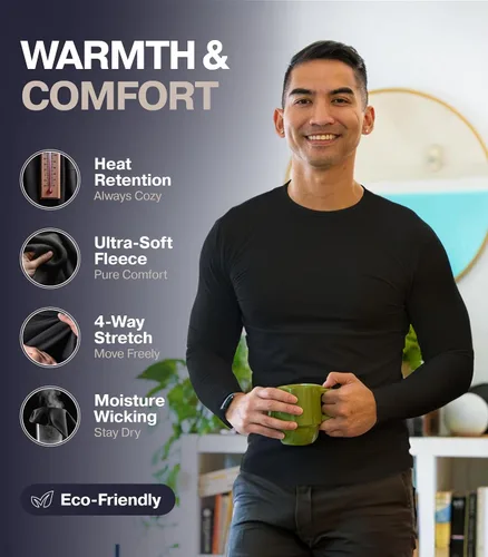 Vista 2 de Thermajohn Thermal Shirts for Men Long Sleeve Thermal Compression Shirts for Men Base Layer Cold Weather