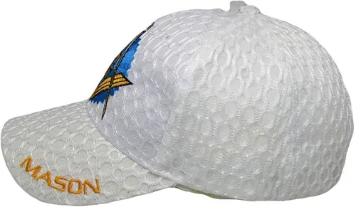 Vista 6 de Mason Masons - Gorra bordada con textura de malla blanca masónica masónica, Multi