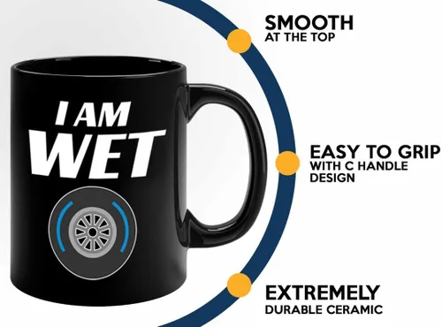 Vista 4 de Taza de café Racer de 11 onzas, color negro, I'm Wet - Fuel Speed Racer Car Guys Circuit Automotive Racing Boy Regalos para él, papá, hombres, novio