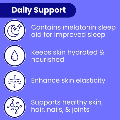 Vista 4 de Sanar Naturals Píldoras de colágeno Beauty Sleep con melatonina 6 mg - Mejora cabello, piel, uñas y articulaciones - Suplemento de péptidos