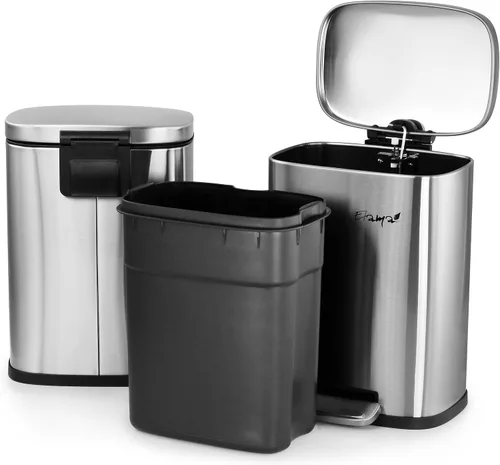Vista 6 de Elama Juego combinado de 3 cubos de basura de acero inoxidable de 13 galones y 1.3 galones con mecanismo de cierre lento