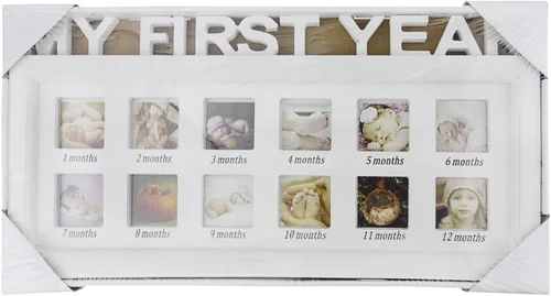 Vista 5 de Portarretratos de bebé mi primer año, marco de fotos de recuerdos para niñas, niños, kit de impresión multifoto, marco de baby shower, cumpleaños