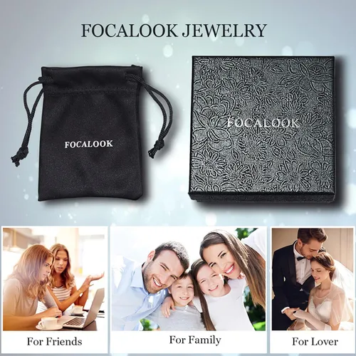 Vista 6 de FOCALOOK Collares de letras iniciales de oro para mujeres y hombres, chapados en oro de 14 quilates, cadena de letras iniciales de la A a la Z, 16