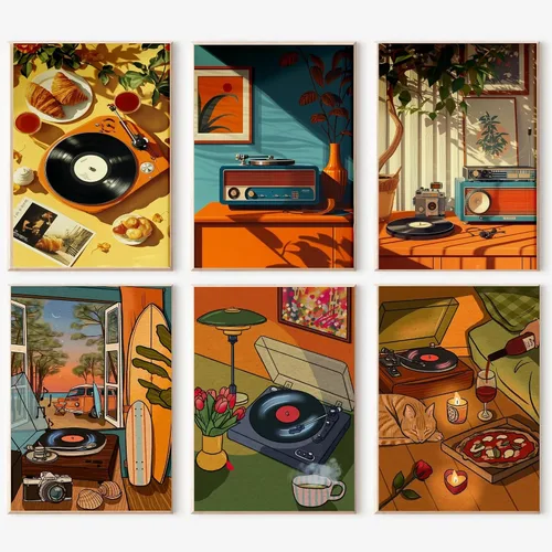 Vista 12 de cupmod Paquete de 6 kits de pintura por números para adultos principiantes, Número Boho Acrílico Fácil, DIY Números de Acuarela en Lienzo Sin Marco