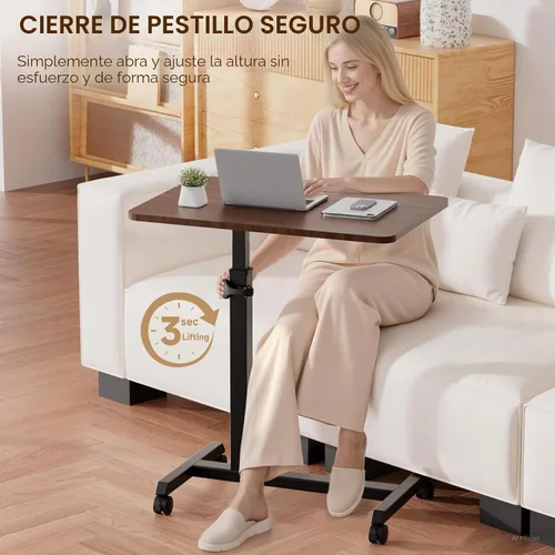 Vista 5 de GTPLAYER Escritorio de pie pequeño, mesa plegable de 24 pulgadas para computadora portátil con ruedas bloqueables, altura ajustable, mesa de noche