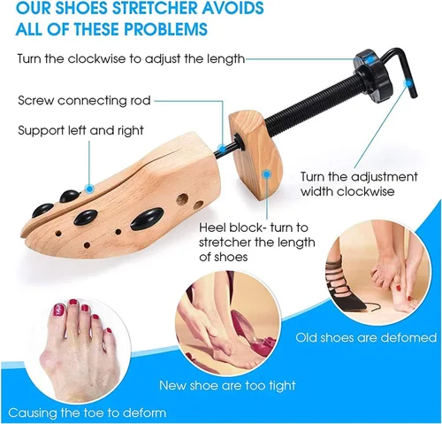 Vista 7 de Un par de zapatos de madera profesional de dos vías para hombres o mujeres, para pies anchos, zapatos ajustados y holgados
