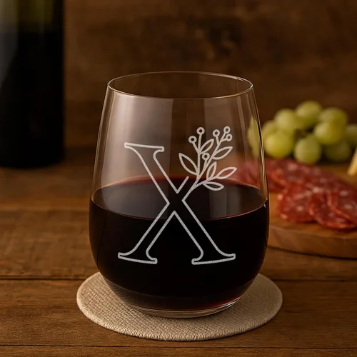 Vista 24 de On The Rox Drinks Regalos con monograma para mujeres y hombres – Letra A-Z inicial grabada monograma sin tallo, copa de vino – Regalos de vino