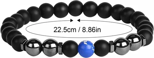 Vista 6 de Tobillera de obsidiana negra para mujeres y hombres, chakras, yoga, adelgazante, pulsera antihinchazón, ajustable, tobillera de piedra curativa