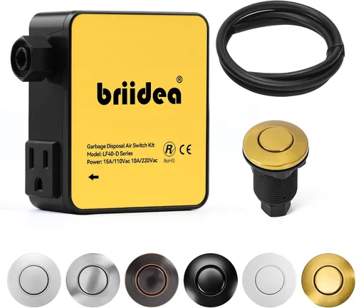 Vista 7 de Kit de interruptor de aire para eliminación de basura, desagüe de fregadero, eliminación de residuos largo, botón de aire de encendido/apagado