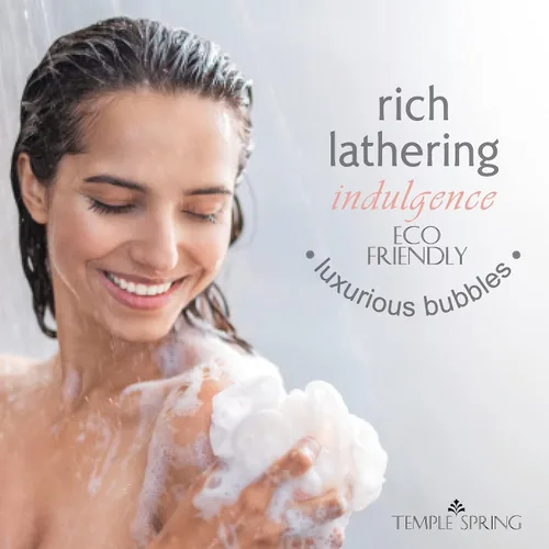 Vista 5 de Temple Spring Esponja de malla suave para ducha, paquete de 3 (2.12 onzas cada uno), exfoliante corporal suave para espuma rica y piel suave