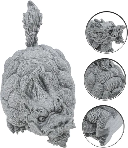 Vista 8 de Toddmomy Decoración para el hogar, figura de tortuga, estatua decorativa de tortuga para pecera, adorno de prosperidad asiática gris