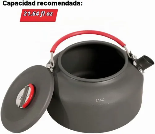 Vista 4 de REDCAMP Mini hervidor de agua al aire libre de 0.8L, olla de agua de aluminio con bolsa de transporte, caldera de té ligera compacta Portable