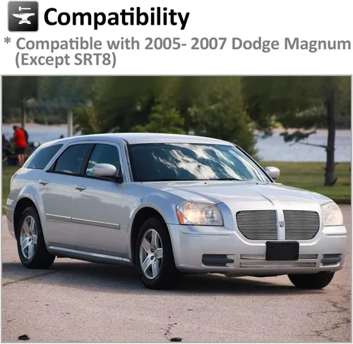 Vista 2 de Se adapta a Dodge Magnum 2005 2006 2007 Rejilla delantera Billet Pulida Superior Inferior Combo No Para SRT8
