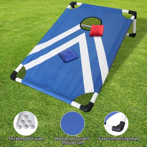 Vista 6 de Juego de Cornhole portátil con marco de PVC con 2 tablas de Cornhole plegables, 8 bolsas de frijoles y funda de transporte, mini juego de cornhole