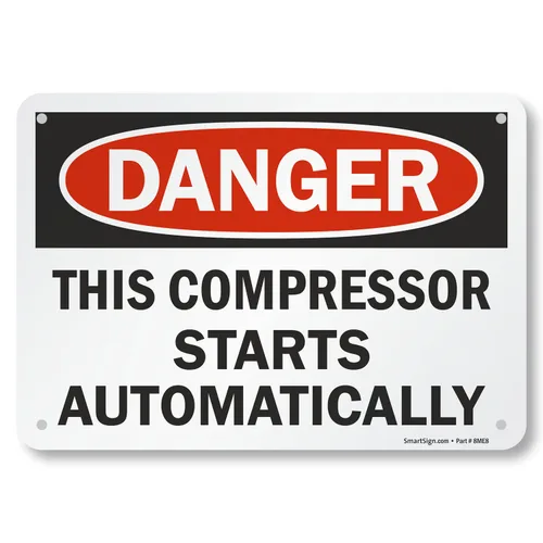 Vista 4 de Smartsign U3-2004-RA_14X10 "Danger This Compressor Starts Automatically" Cartel reflectante de aluminio reciclado, 14" x 10