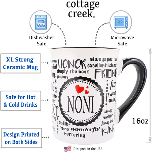 Vista 2 de Cottage Creek Taza de café, taza de café de cerámica Noni de 16 onzas, regalos de cumpleaños para mujeres, abuela, nana, mimi, regalo de anuncio