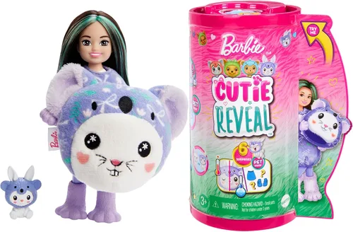 Vista 8 de Muñeca Barbie Cutie Reveal Chelsea y accesorios, disfraz de peluche de animal y 6 sorpresas que incluyen cambio de color, cachorro como rana