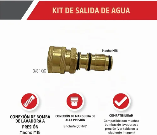 Vista 2 de Simpson Kit de salida de agua de repuesto para bombas de hidrolavadora AAA