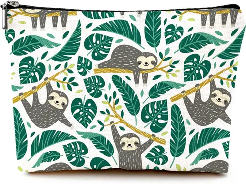 Vista 19 de Pequeña bolsa de maquillaje para monedero, bonita lona impermeable, bolsas de cosméticos para mujeres, con cremallera, bolsa de aseo de viaje