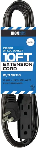 Vista 16 de IRON FORGE CABLE Cable de extensión de enchufe plano con 3 tomas, 0.91 m (3 pies) en color negro - Cable de extensión para interior con 3 tomas