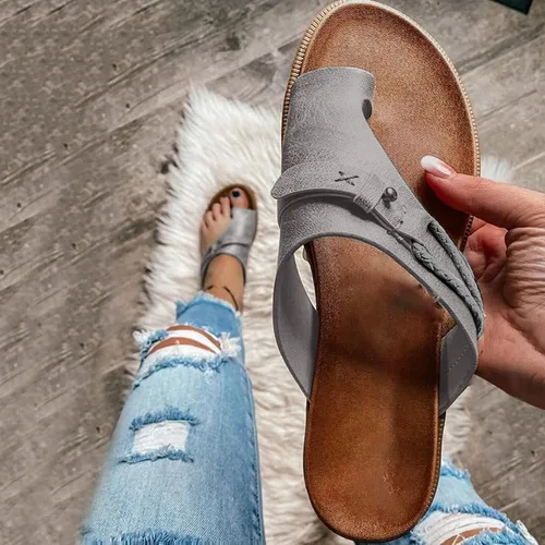 Vista 17 de Sandalias planas de verano elegantes para mujer, sandalias ortopédicas para mujer, soporte de arco