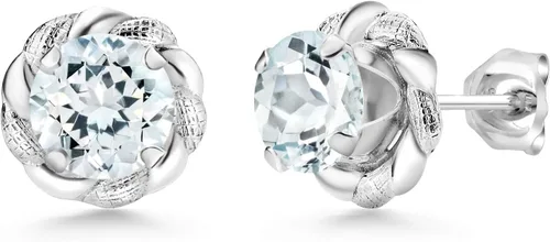 Vista 238 de Gem Stone King Aretes de plata de ley 925 de 0.236 in con piedra natal redonda para mujer