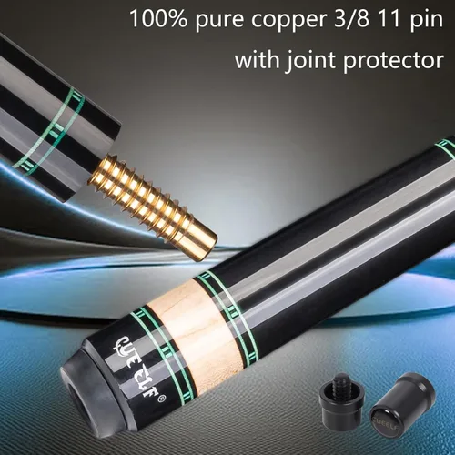 Vista 5 de CUEELF Taco de billar profesional con incrustaciones hechas a mano para adultos Solid Brass Joint Low Deflection Shaft 12.5mm Pro Tip & Inlay Ring