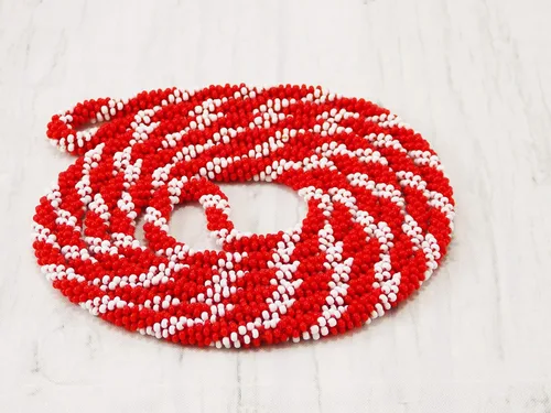 Vista 9 de HANDMADE 3 strand bohemian wrap necklace Extra long Original beaded lariat red white accessories