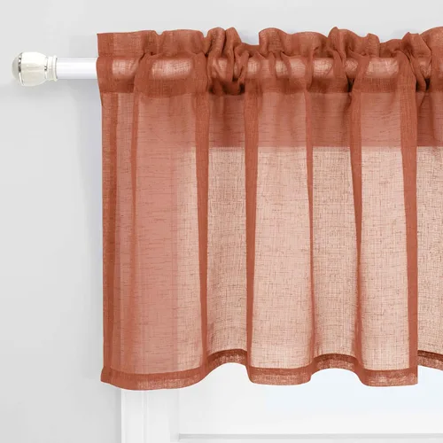 Vista 18 de KOUFALL Vallas de Cocina para Ventanas, Vallas de Lino Translúcidas de Estilo Granja para la Sala de Estar, Beige