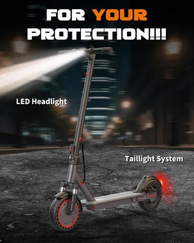 Vista 7 de Electric Scooter with Dual Suspensions, 500/350W Motor, Top 22/19 MPH Speed & 22/15 Miles Long Range, 10/8.5" Solid Tire, Folding E-Scooter with