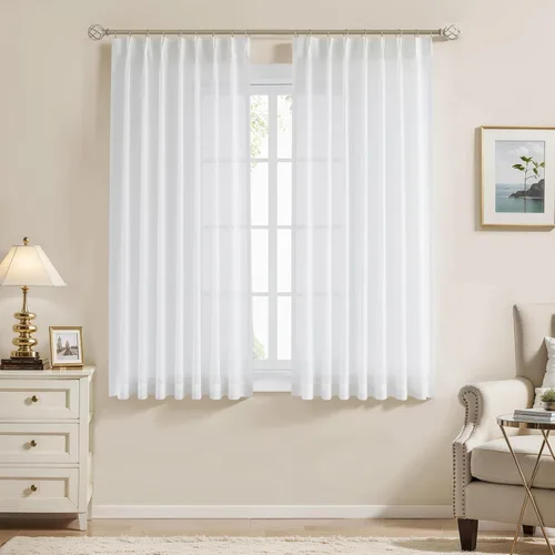 Vista 16 de WEST LAKE cortinas de lino natural con pinzas plegadas de 63 pulgadas de largo, 2 paneles, cortinas de estilo rústico para sala de estar