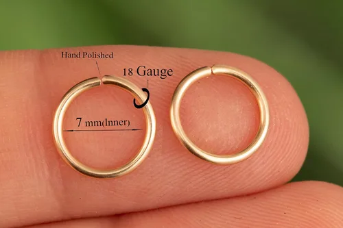 Vista 60 de Aretes de aro de oro de plata – Aretes de aro para mujer, dos piezas de aros de plata fina rellenos de oro, aro de hélice, anillo de tragus, aro