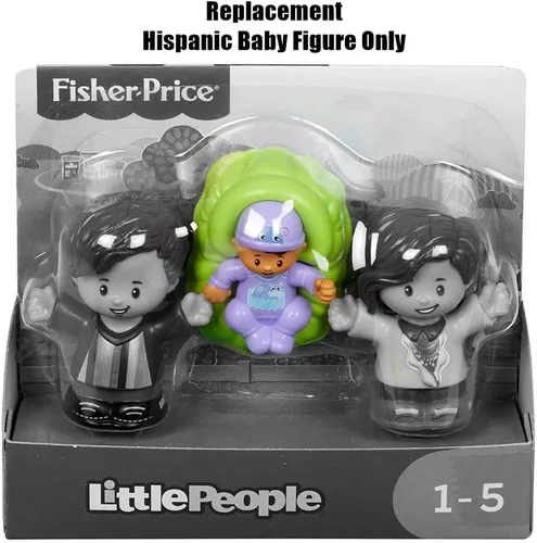 Vista 5 de Pieza de repuesto para la familia Fisher-Price Little People Big Helpers - FTL14 ~ Figura de bebé hispana de repuesto ~ Cesta verde ~ Traje morado