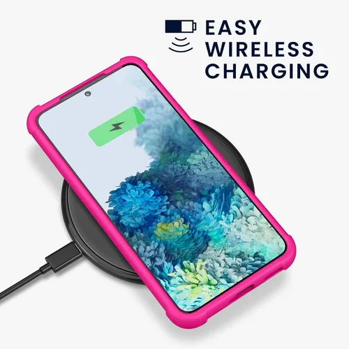 Vista 4 de KIOMY Funda rosa intensa con acabado suave para Samsung Galaxy S20 FE 5G, a prueba de golpes, funda protectora de silicona elegante para teléfono