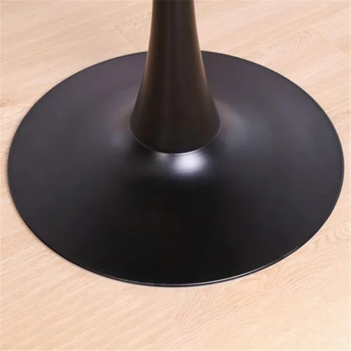 Vista 4 de Mesa de comedor moderna redonda de madera maciza con base de tulipán, muebles de comedor, mesa pequeña para comedor, cocina, ocio, mesa de café Negro
