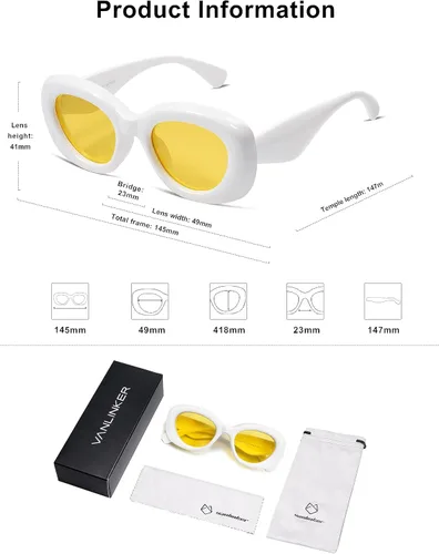 Vista 5 de VANLINKER Gafas de sol infladas redondas gruesas de moda para mujeres y hombres, retro gruesos, ovalados, polarizados, VL9742