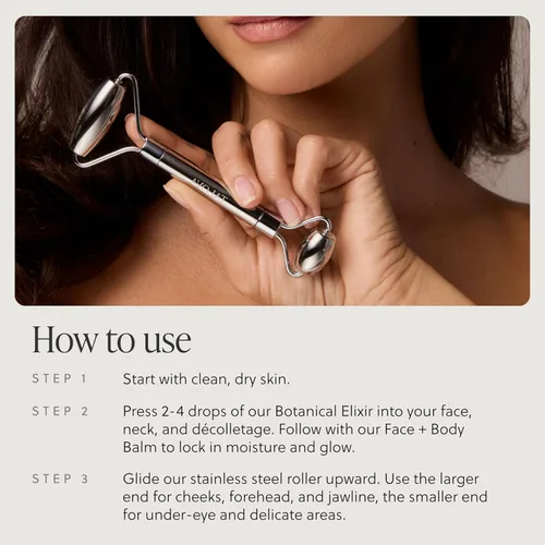 Vista 4 de Rodillo facial de acero inoxidable de grado 304, rodillo facial para ojos, doble barbilla, mandíbula y cuello, reduce la hinchazón y mejora
