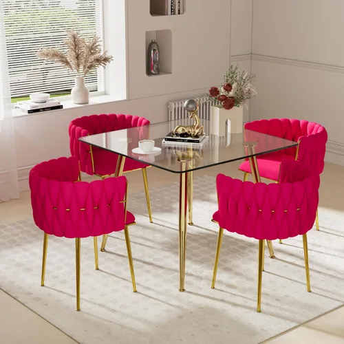 Vista 23 de Juego de mesa de comedor de cristal plateado para 2, juego de mesa cuadrada de lujo moderno de 36 pulgadas, juego de mesa de cocina minimalista de 3