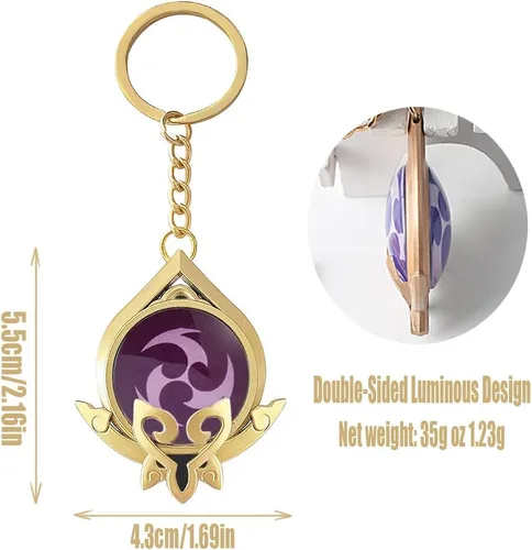 Vista 2 de Genshin Impact Llavero Mondstadt e Inazuma Visión Luminoso Llavero Genshin Personaje Cosplay Accesorios Ojo de Dios