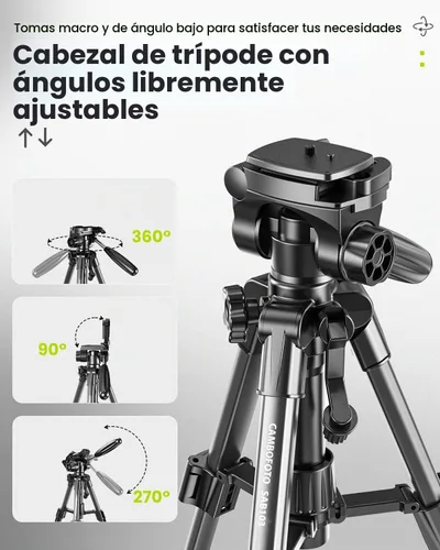 Vista 5 de CAMBOFOTO Trípode para cámara de 30", Trípode profesional de aluminio resistente para cámara sin espejo/DSLR/Teléfono celular/Videocámara
