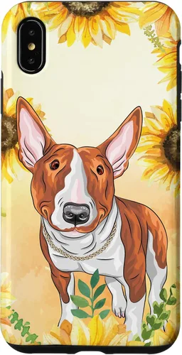 Vista 7 de iPhone 15 Lindo perro de acuarela Bull Terrier - Estuche de flores florales de girasol