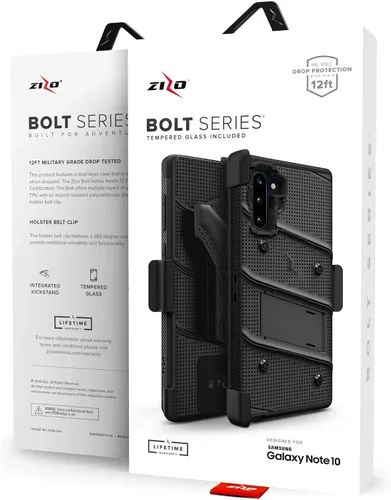 Vista 8 de Zizo Bolt Cover - Funda para Samsung Galaxy Note 10, función atril y funda (Negro)