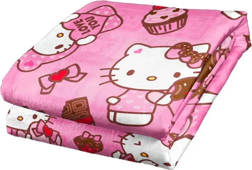 Vista 5 de Northwest Manta de Tiro Hello Kitty Silk Touch, 50" x 70", Love You Much Te amo mucho