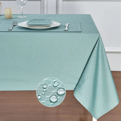 Vista 22 de Mantel redondo de poliéster resistente al agua y las manchas, lavable, mantel de tela para mesa de cocina y comedor