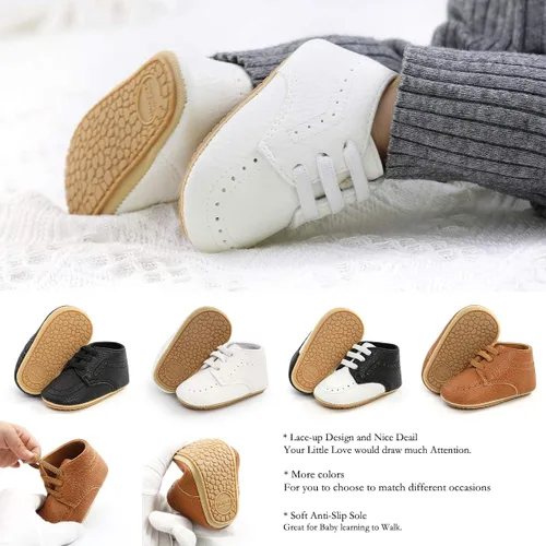 Vista 3 de Zapatos para bebé niño y niña, uniformes de boda, zapatos de vestir Oxford, zapatos de suela antideslizante, mocasines planos para niños pequeños